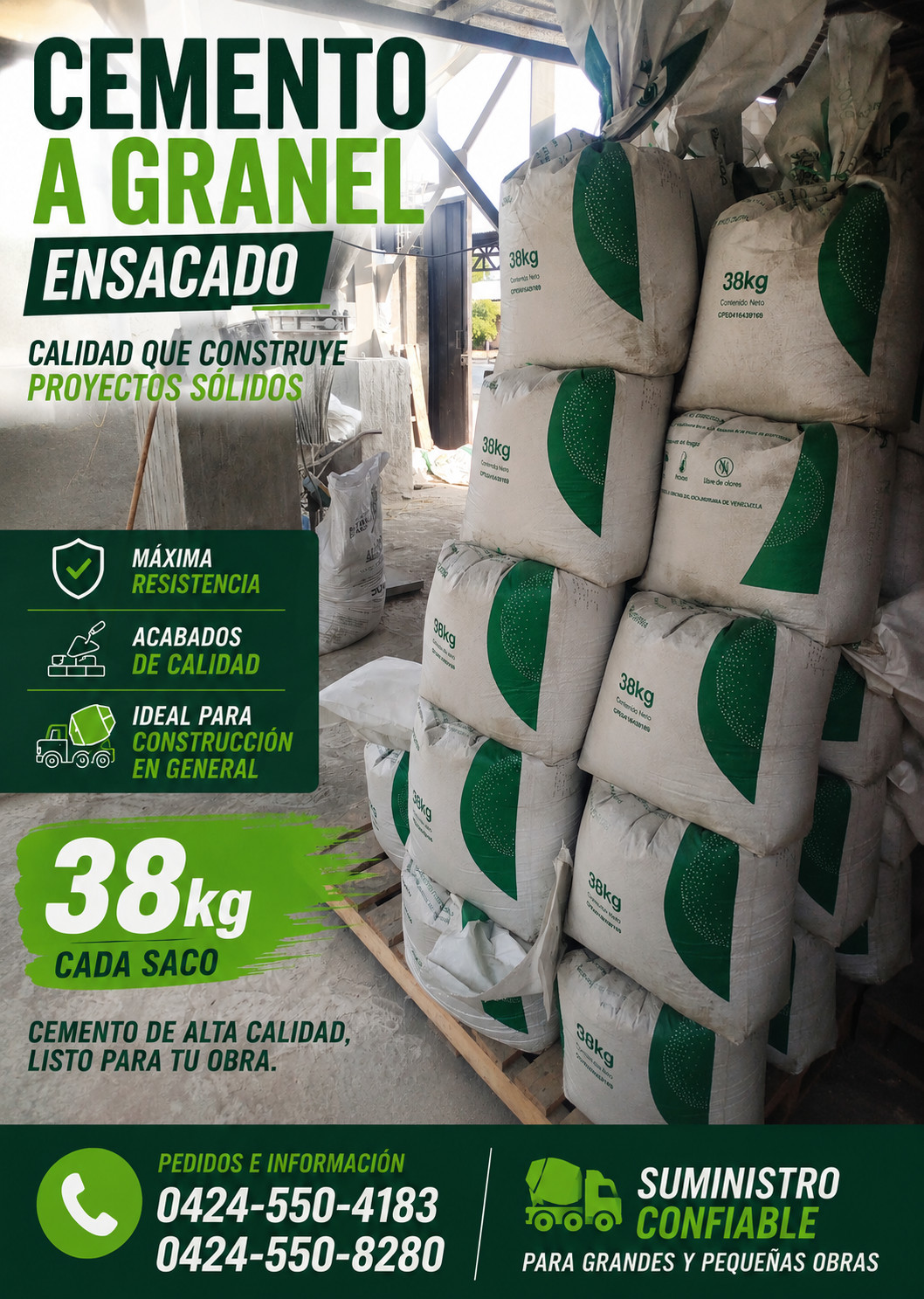 Cemento a granel ensacado 38kg