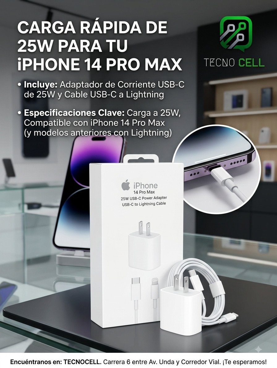 🔋Cargador Carga Rápida de IPHONE 14 PRO MAX / tipo C a Lighthing