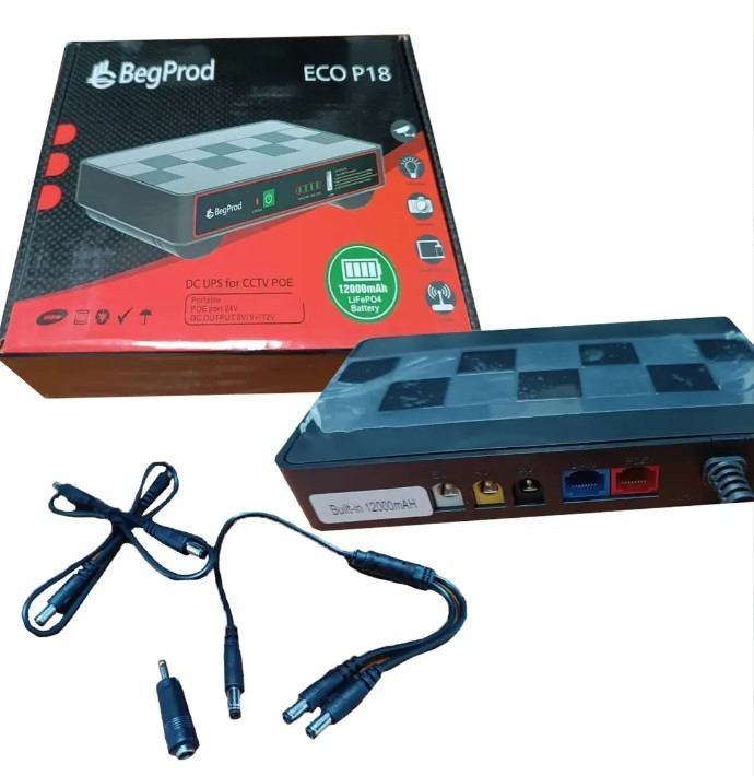 Mini Ups Begprod Eco P18 18w 12000mah 5v/9v/12v Usb 18w Poe
